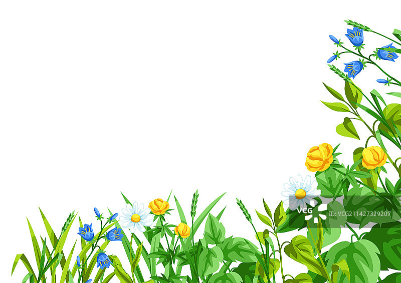 草地鲜花谷物背景图片素材