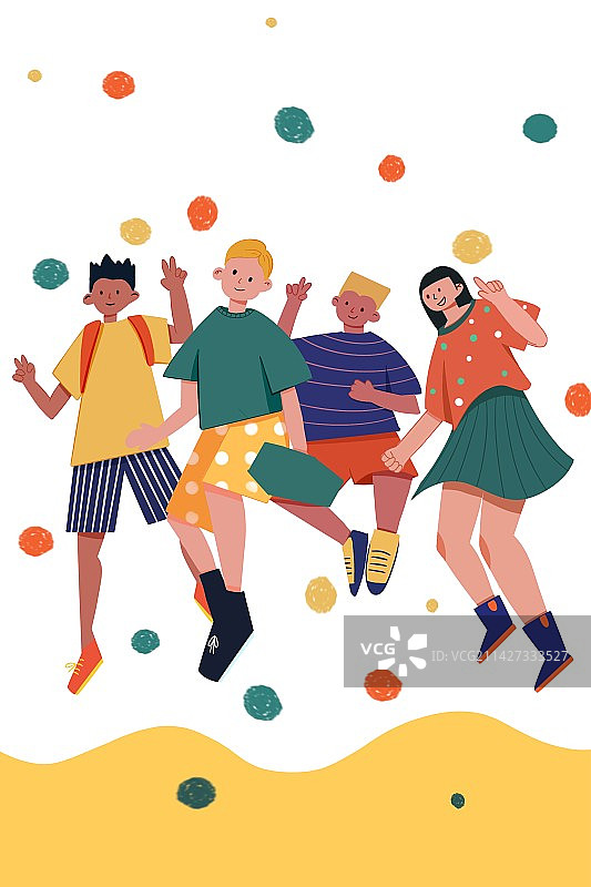 国际青年节扁平插画青年男女图片素材