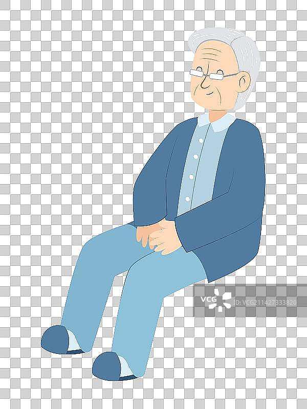卡通坐着的老人图片素材