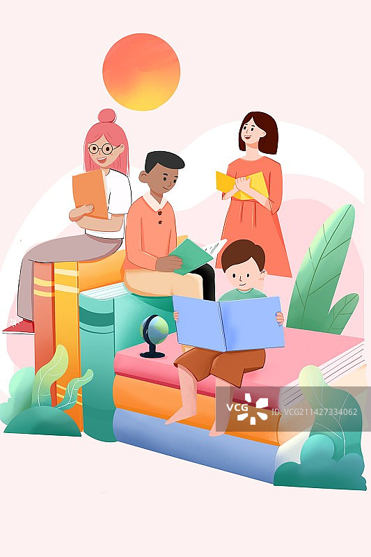 世界读书日扁平插画图片素材