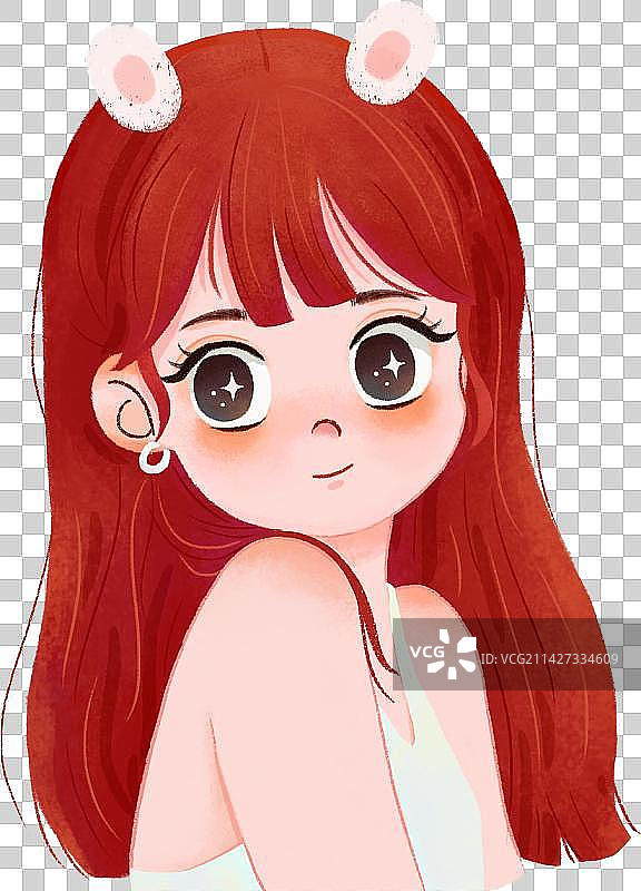 红发兔耳女孩头像图片素材