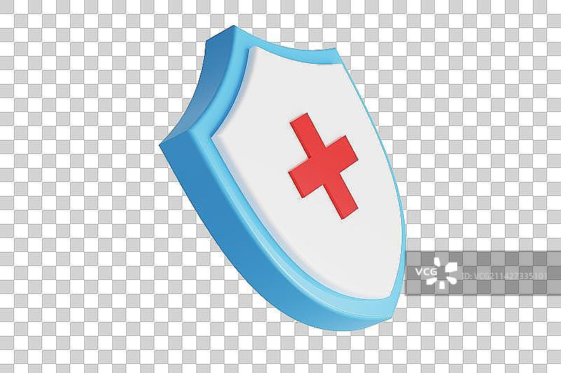 医疗盾牌三维概念插画图片素材