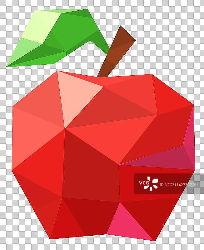 LowPoly低多边形水果系列苹果单独素材1图片素材