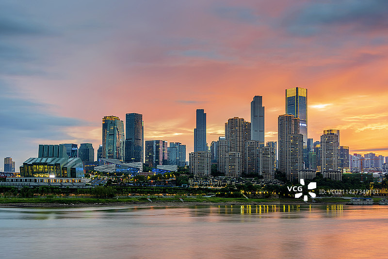 中国重庆大剧院日落风光图片素材