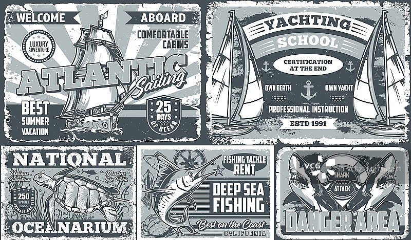 单色海洋世界宣传单图片素材