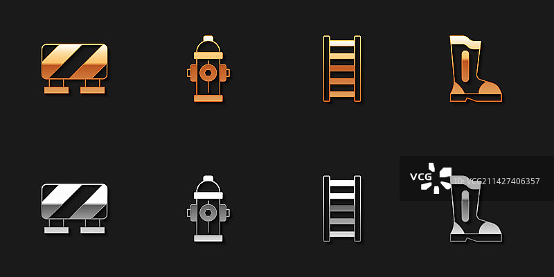 一组道路障碍物消防栓逃生靴图片素材