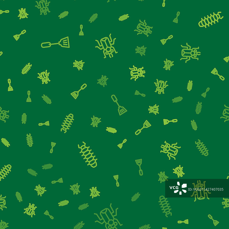 灭蚊拍与蜈蚣、甲虫等昆虫线条素材图片素材