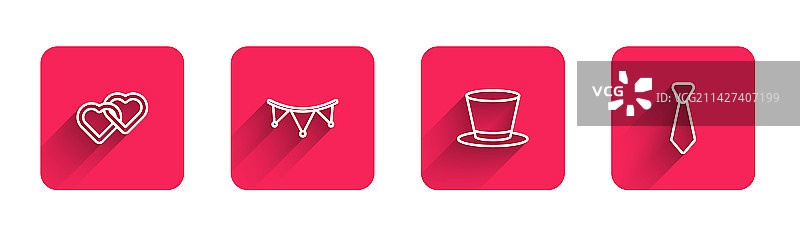 心形链和嘉年华彩带套装线条设计图片素材