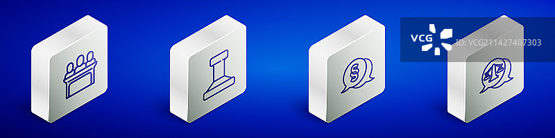 2.5D法官印章法律天平等距线条图片素材