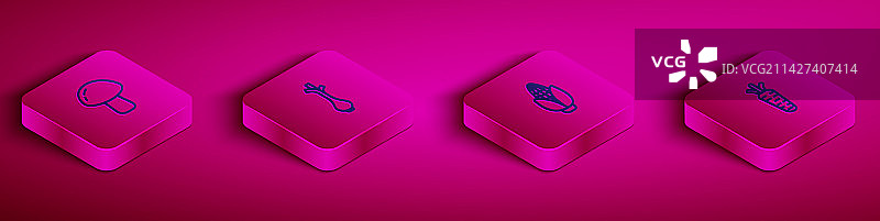 2.5D等距线条蘑菇鲜绿洋葱图片素材