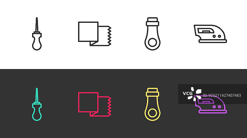 线条锥子工具纺织面料卷与拉链图片素材