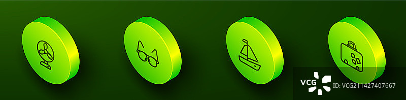 2.5D电风扇、眼镜和游艇图片素材