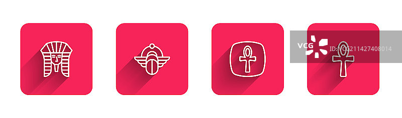 埃及法老圣甲虫线条图片素材