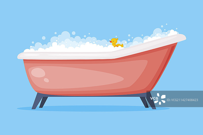 装满肥皂水的铸铁浴缸图片素材