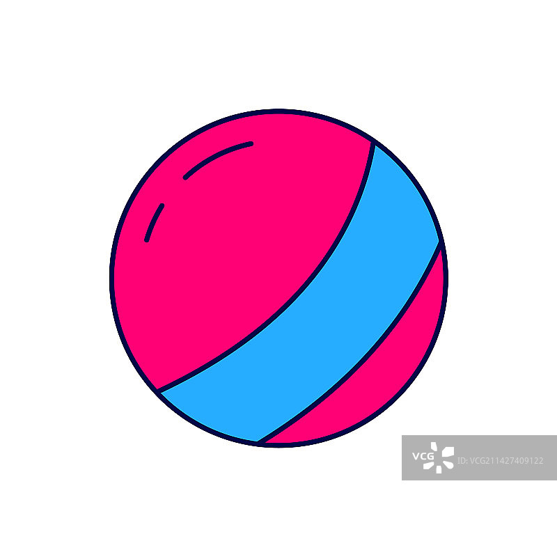 沙滩球图标（填充轮廓，白色背景）图片素材