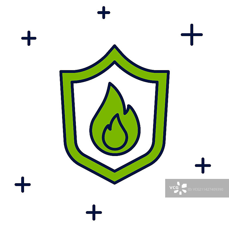 填充轮廓的防火盾牌图标图片素材