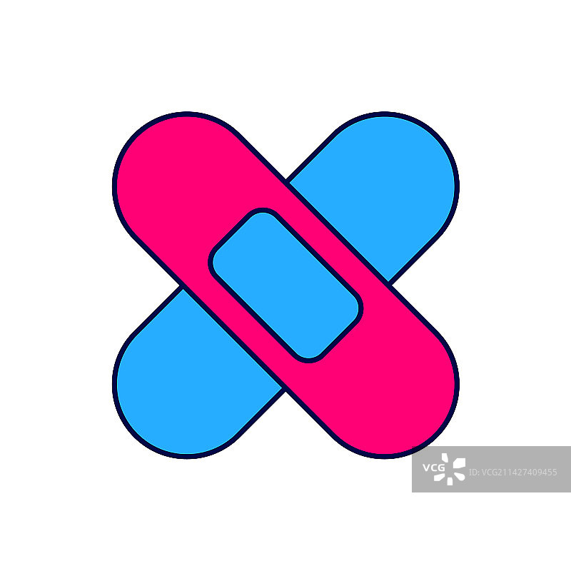 交叉绷带石膏轮廓图标图片素材