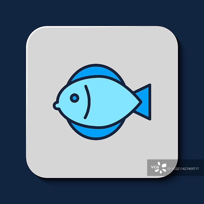 蓝色背景上的鱼轮廓图标图片素材