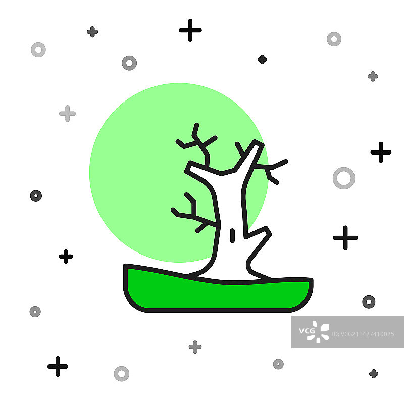 白色背景上的光秃秃的树轮廓图标图片素材