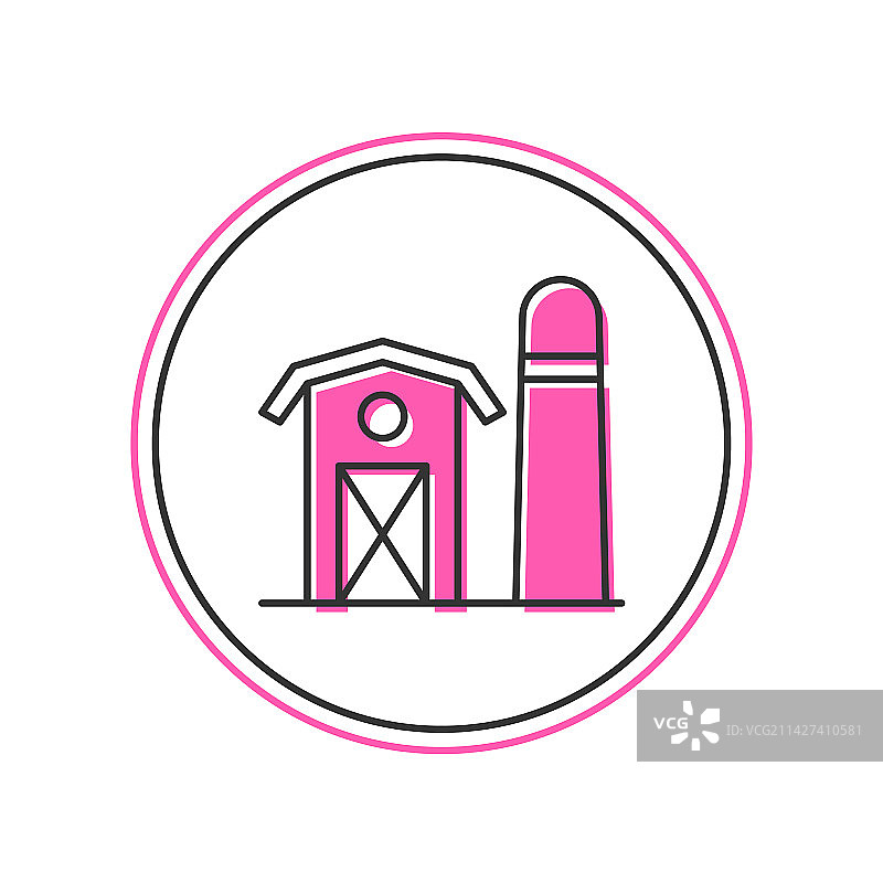 白色背景的农舍轮廓填充图图片素材