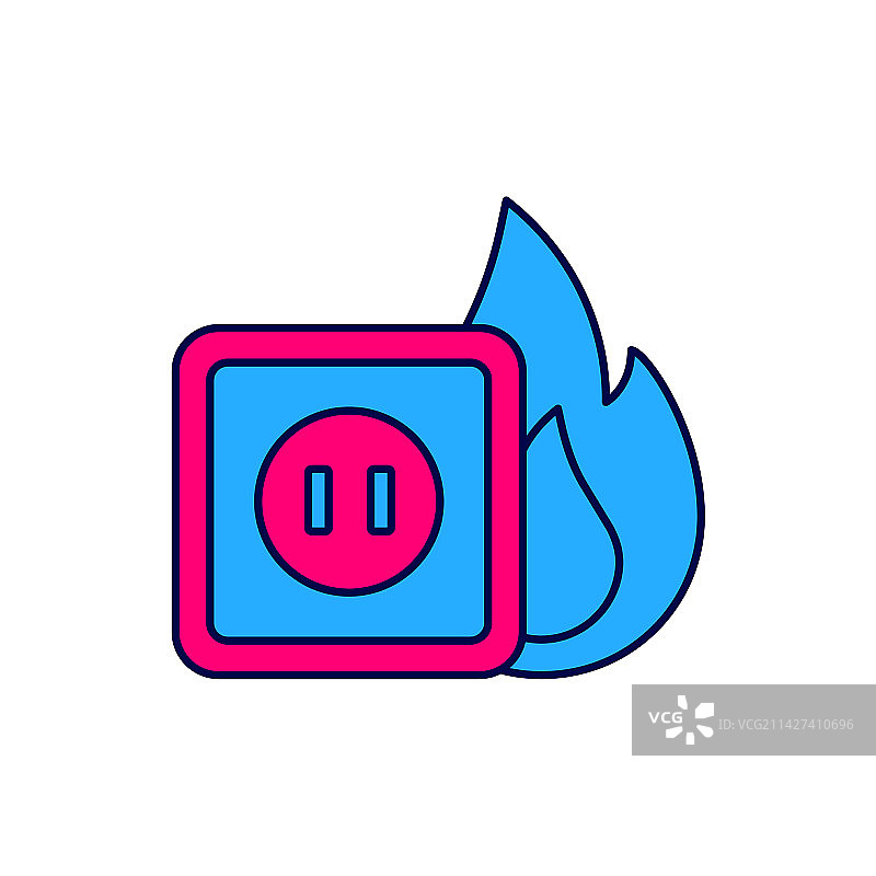 火灾中插座的电线轮廓图图片素材