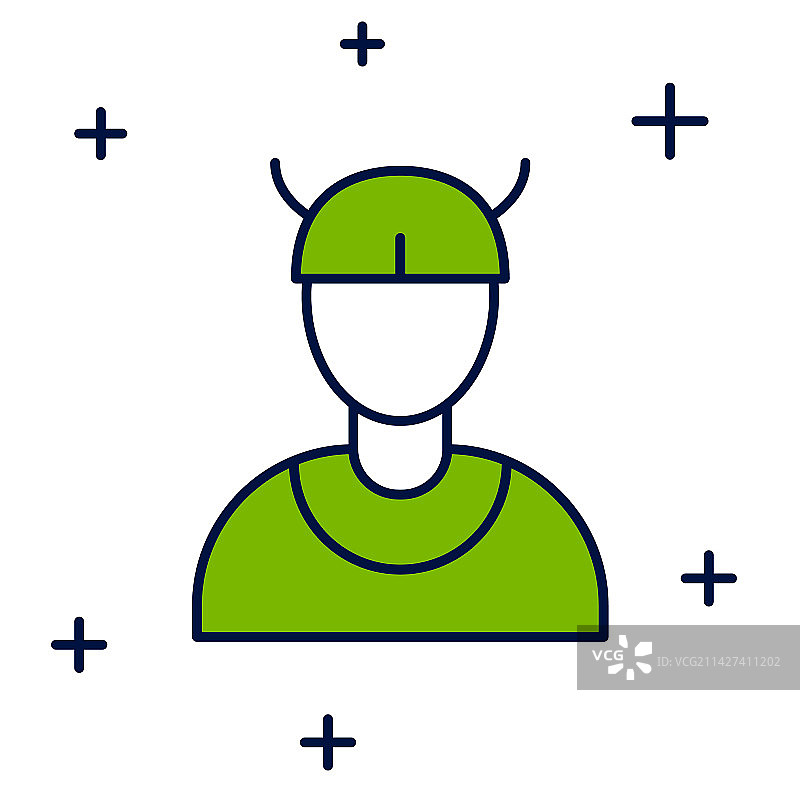 白色背景上的维京人头像轮廓图标图片素材