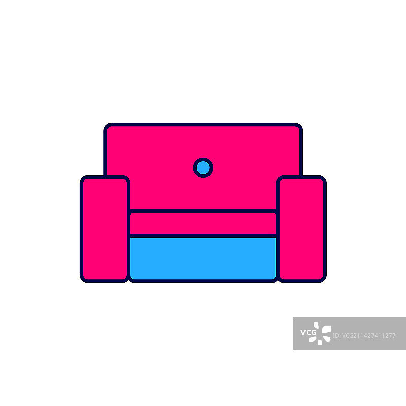 白色背景上的填充轮廓扶手椅图标图片素材