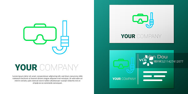 线条潜水面罩和呼吸管图标图片素材