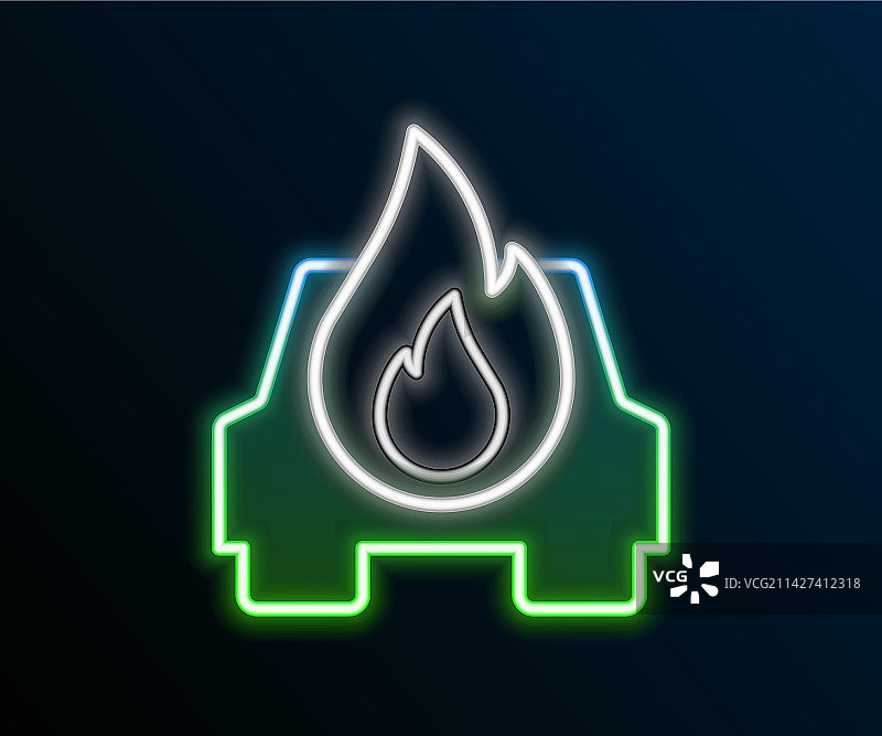 霓虹灯燃烧的汽车图标图片素材