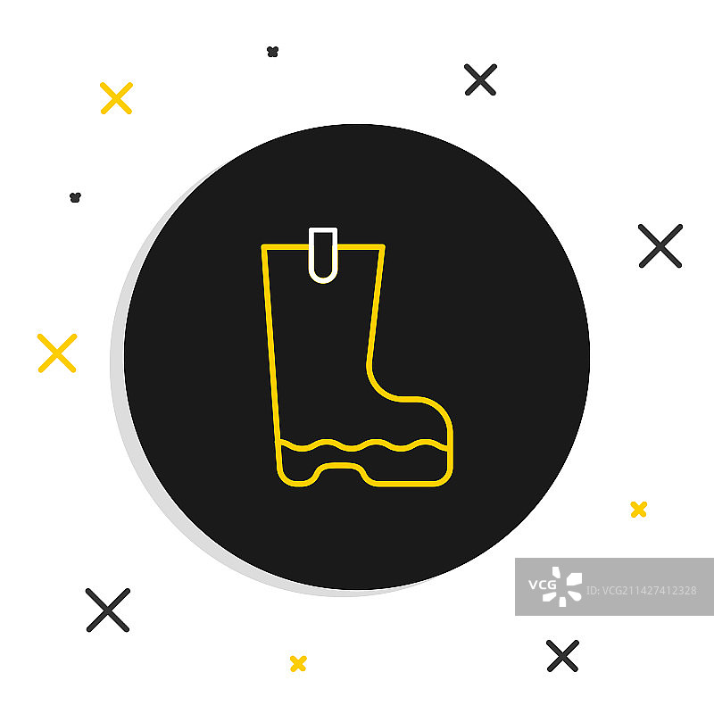 白色背景上的线条防水橡胶靴图标图片素材