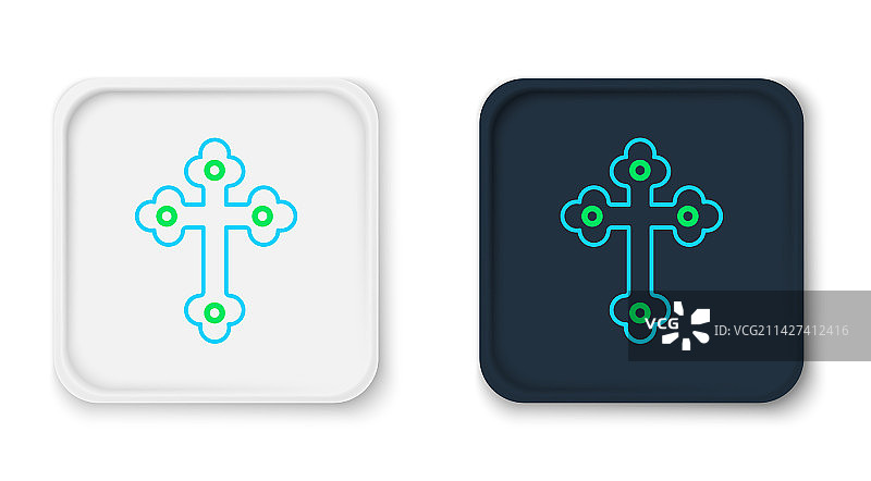 线条基督教十字架图标（白色背景）图片素材