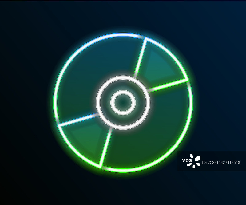 发光的霓虹灯线条黑胶唱片图标图片素材