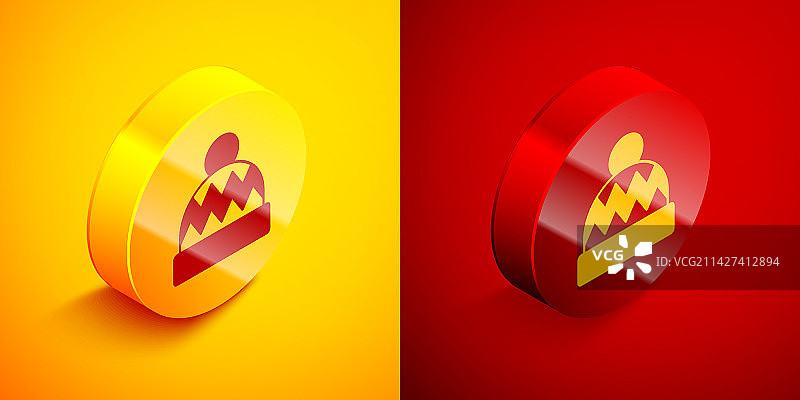 2.5D无檐小便帽图标，橙色背景图片素材