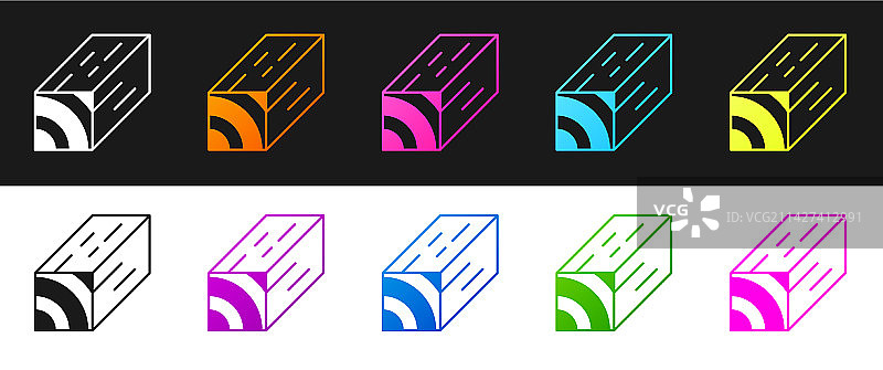 黑白木梁图标组合图片素材