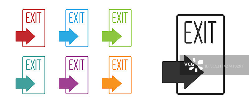 黑色安全出口图标，白色背景图片素材