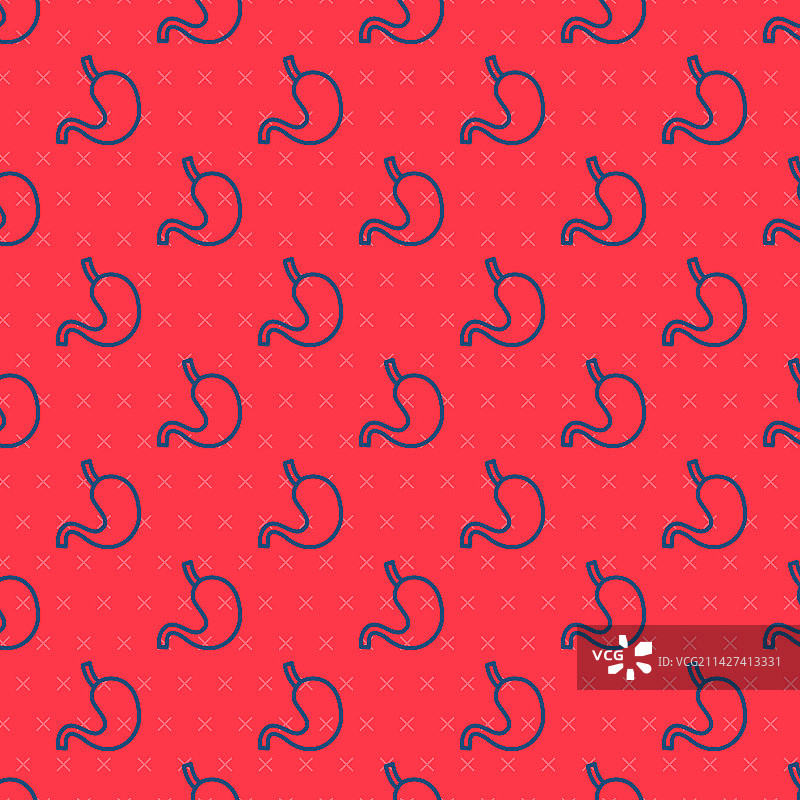 蓝色线条人体胃部图标，无缝背景图片素材