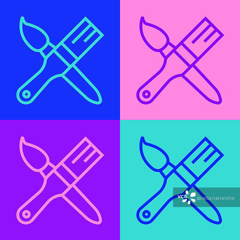 波普艺术风格的画笔彩色标志图片素材