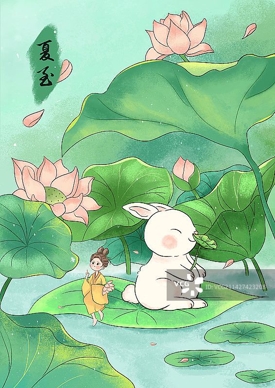 中国节气夏至肌理古风插画图片素材