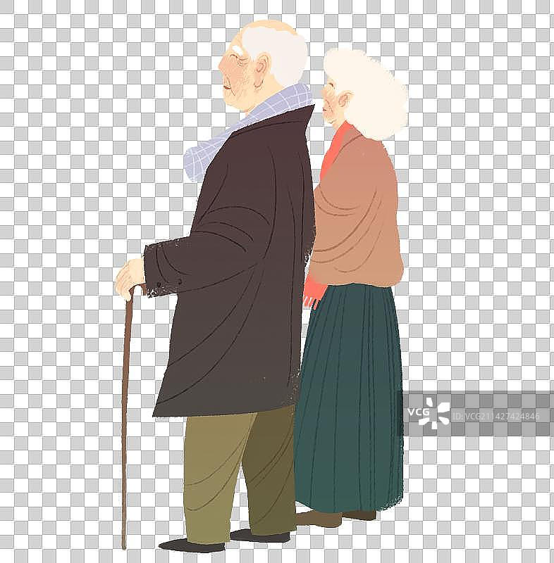 牵手老年人夫妻人物元素图片素材