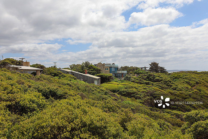 澳大利亚斯普利特角灯塔海景与民居俯瞰图图片素材
