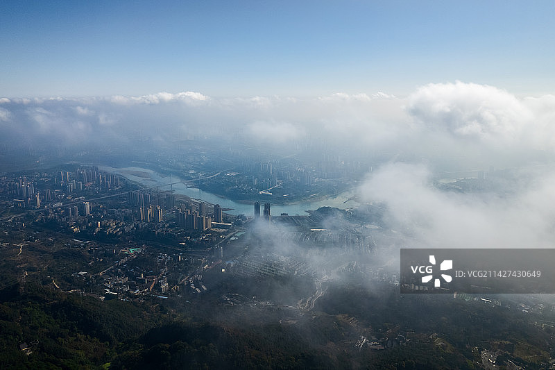 沙坪坝与嘉陵江航拍图图片素材