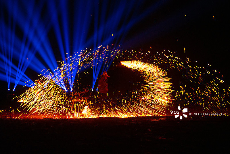 非物质文化遗产民俗表演打树花图片素材