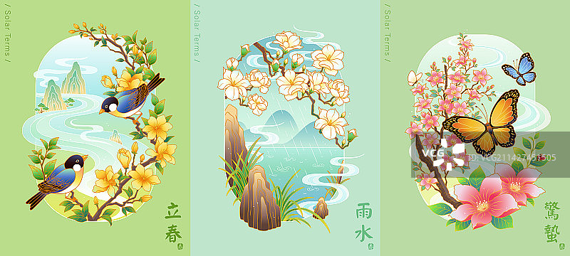 二十四节气大地回春春季插图图片素材