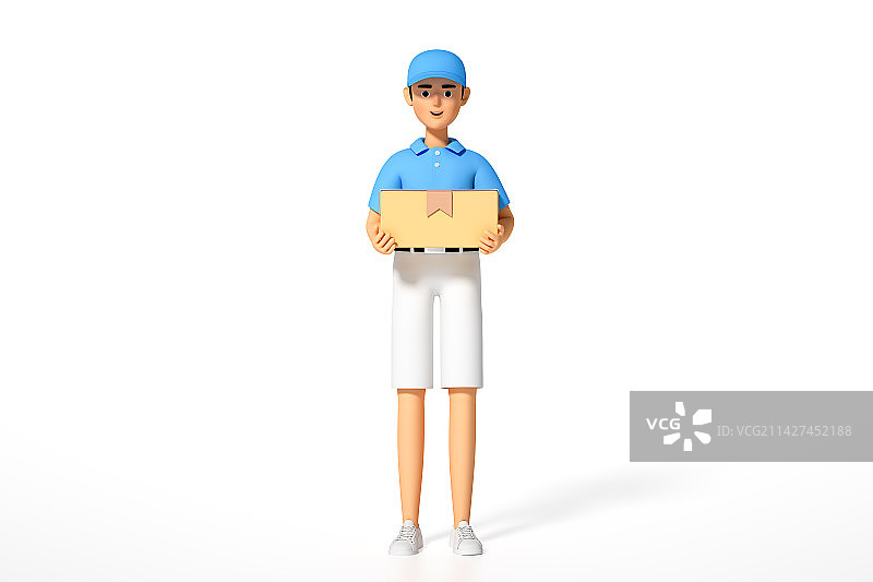 3D渲染的物流快递工作人员图片素材