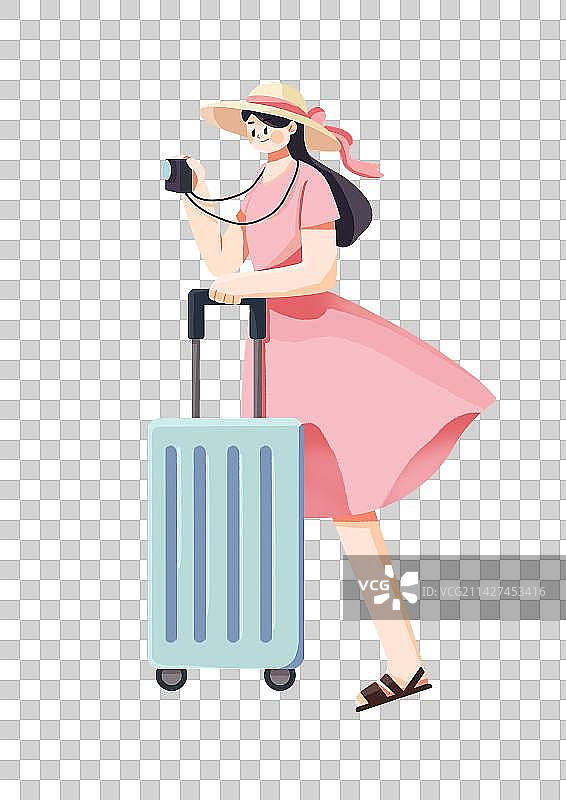 简约扁平旅行夏日插画图片素材