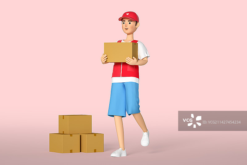 3D渲染卡通可爱志愿者图片素材