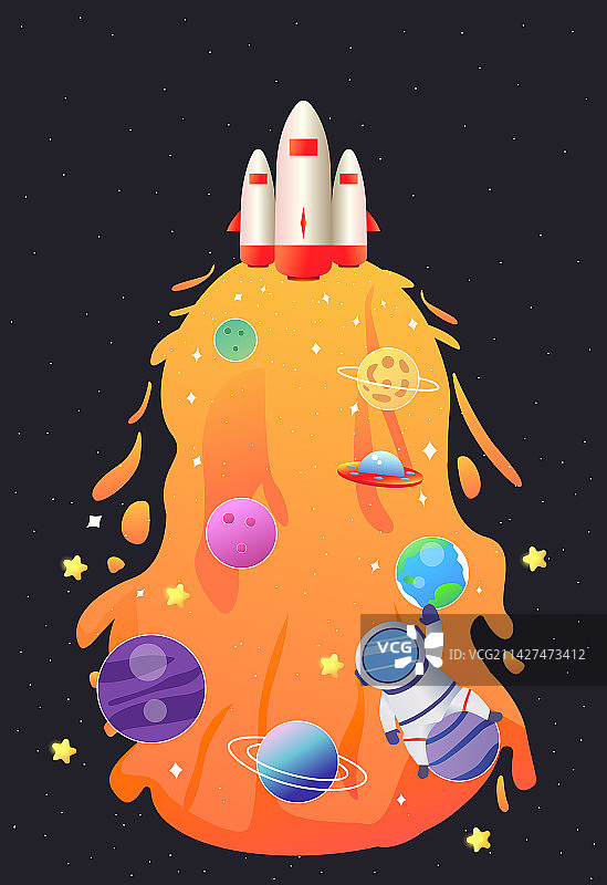 火箭宇宙探索矢量插画图片素材