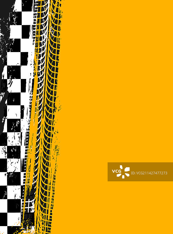 赛车运动旗帜背景轮胎痕迹做旧效果图片素材