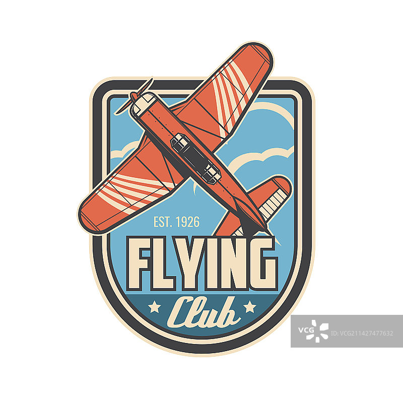 飞行俱乐部飞行员运动飞机标志图片素材