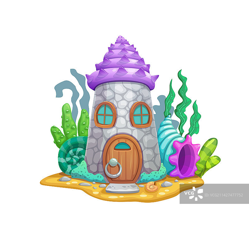 卡通海底石头塔楼童话屋图片素材